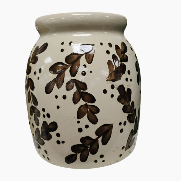 Beaumont Brothers Pottery Other - Beaumont Brothers Pottery Crock, Brown Leaves Salt Glaze Stoneware BBP Vintage
